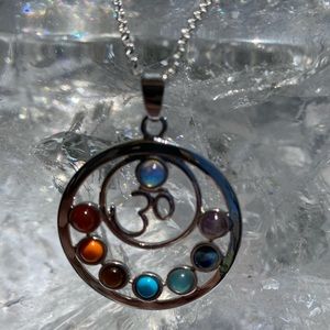 Tree of life 7 Chakra Stones Ohm necklace